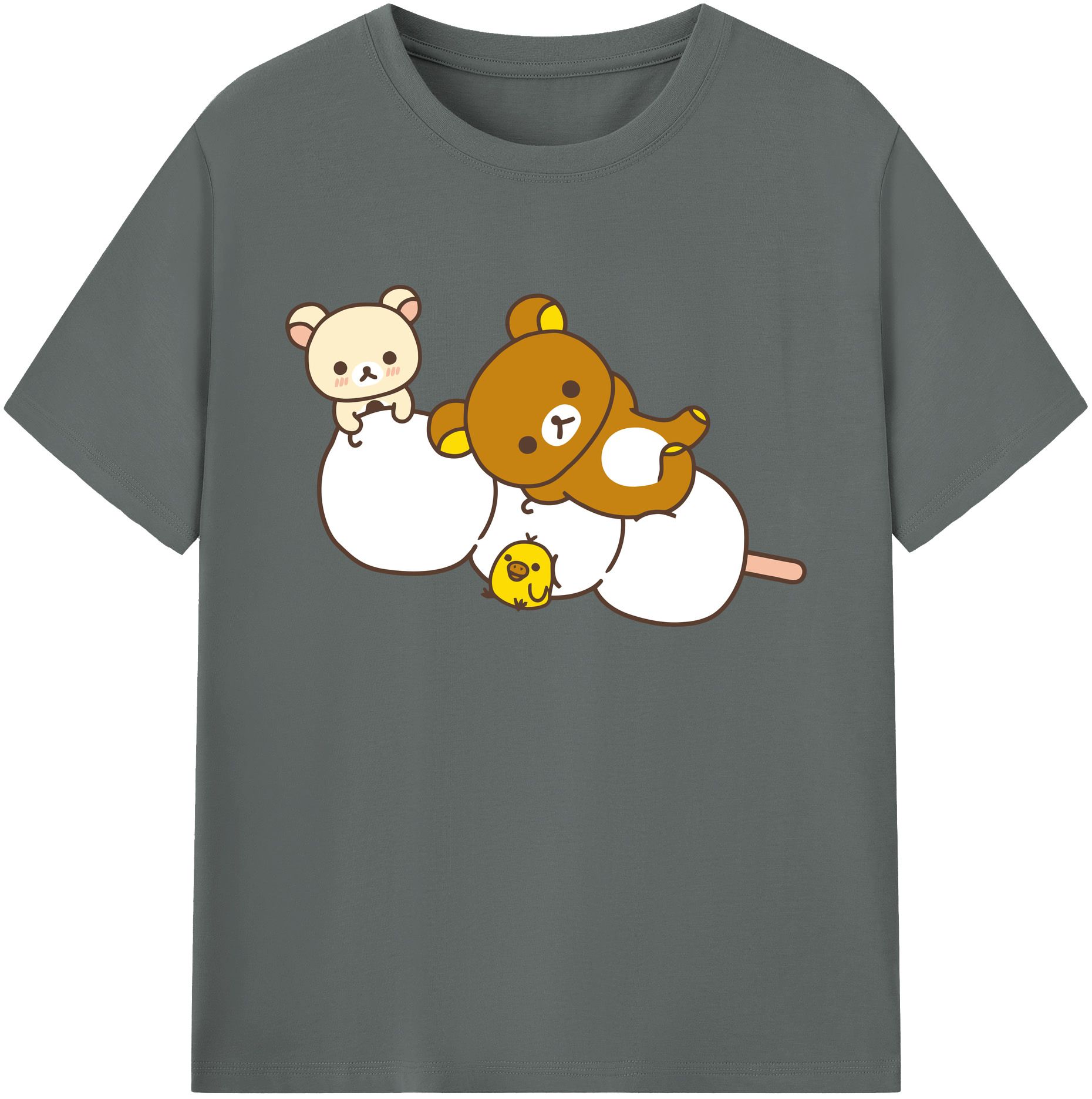 （画像用） リラックマ リラックマ キイロイトリ Rilakkuma Korilakkuma Kiiroitori 綿100％ メンズ半袖Tシャツ｜肌触りやわらか＆通気性